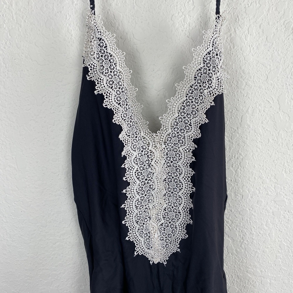 Anthropologie Allihop L Swimsuit One Piece Lace Trim Halter Cottagecore Black - Picture 5 of 10